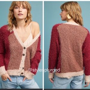 NWT Vintage ANTHRO HTF Colorblock Eyelash Cardigan size XS